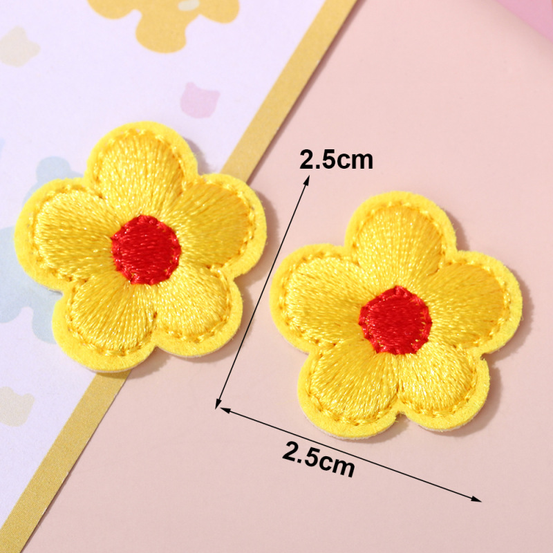 新鮮でかわいい小さな花の刺繍パッチステッカーミニカラーホットメルト接着剤刺繍ラベルバッグ靴と帽子装飾布ステッカー|undefined