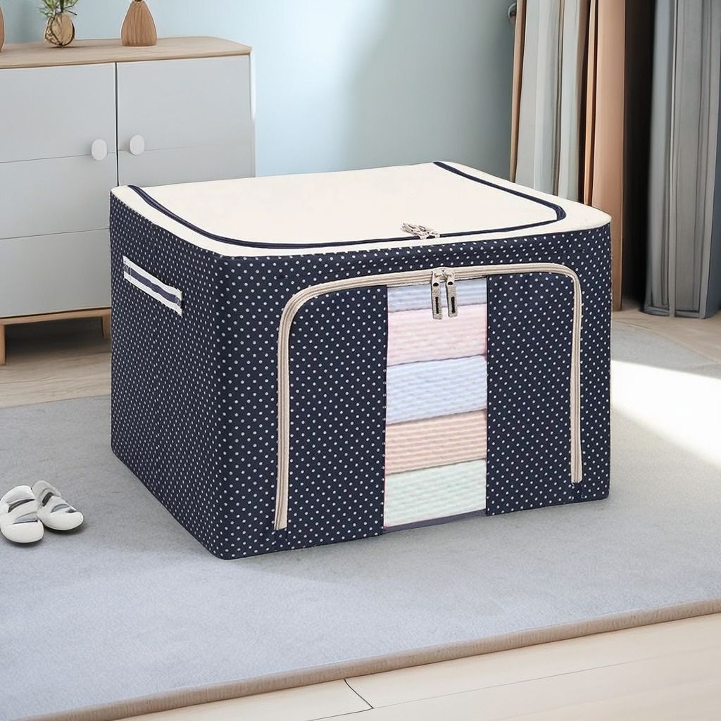 La nueva caja de almacenamiento para el hogar con ventana transparente plegable engrosada de gran capacidad abre el almacenamiento de equipaje antes de abrir la caja de almacenamiento de ropa