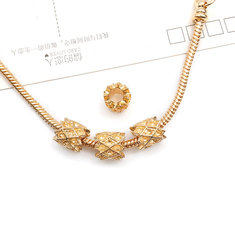 1 europeo y americano gran agujero perlas KC oro panjia gran agujero granos aleación perlas perforadas collar joyería accesorios cuentas sueltas al por mayor