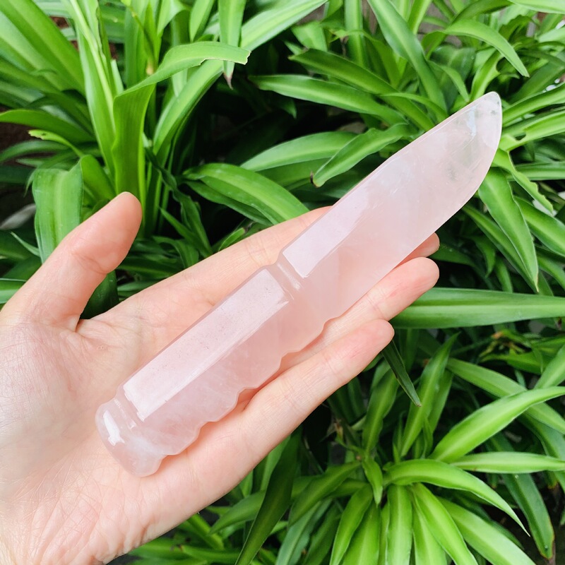 供应 天然粉晶雕刻水晶匕首 家居办公装饰摆件热销 图 3