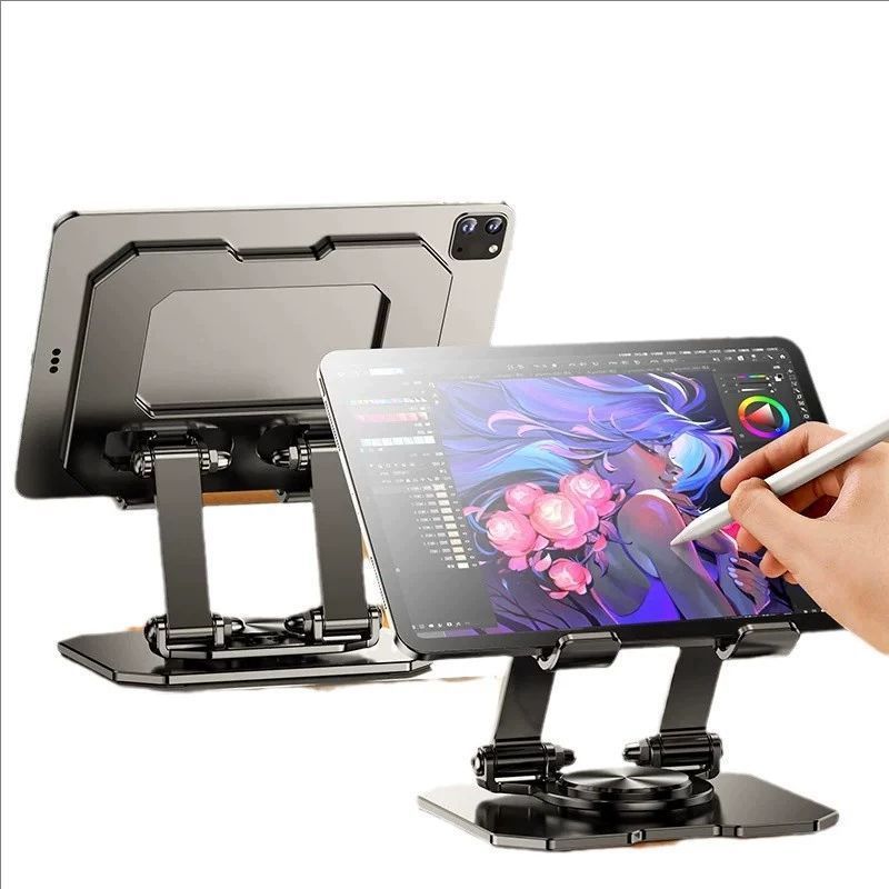 アルミ合金360度フラット回転金属ブラケットタブレットデスクトップ折り畳みブラケット携帯タブレットブラケット生放送|undefined
