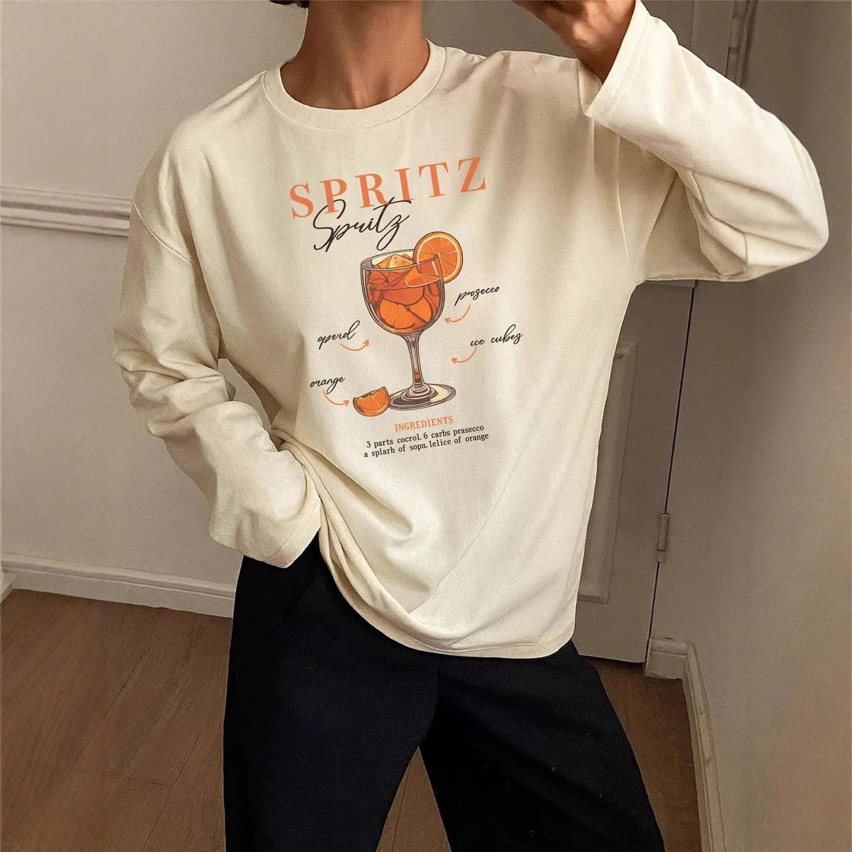 2025 Autumn and Winter Fashion Trendy Stylish Fun Chic Printed Loose Versatile Long-Sleeved Cotton T-Shirt Tops for Women