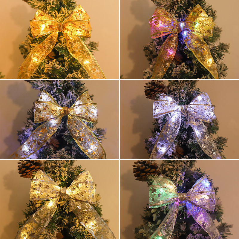 クロスボーダーリボンストリングクリスマスツリー装飾ライトledストリングサテンライトギフトボックス装飾リボンストリング