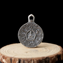 S925银 六字真言牌吊坠挂藏式配饰四臂观音 男女款吊牌