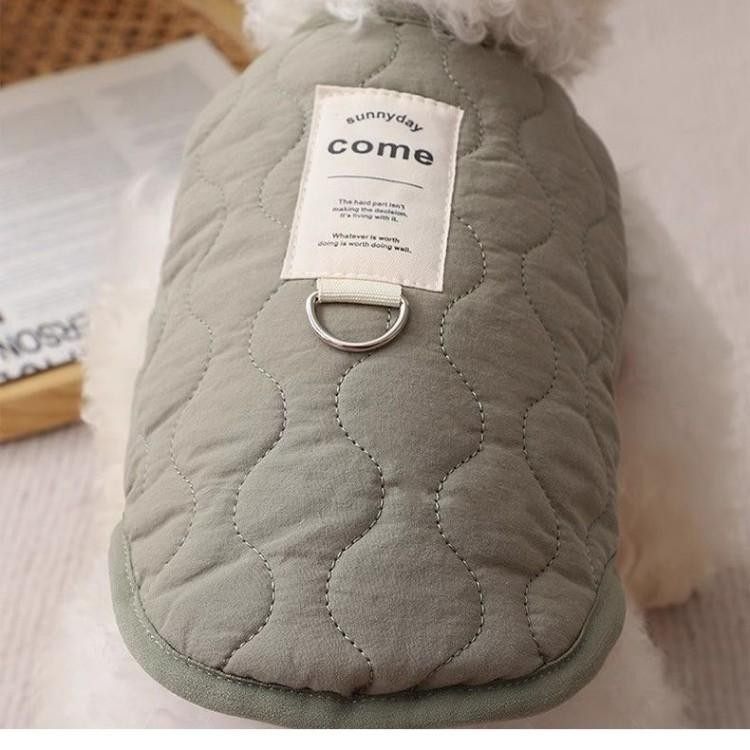 Colete acolchoado para cão roupa de inverno quente com trela_voghion.com