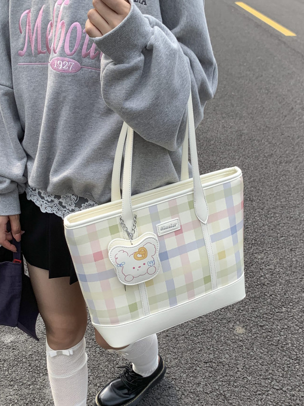 时尚通勤大容量包包女2025新款高级感洋气百搭单肩包大学生托特包|undefined