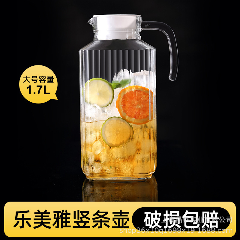 Lemeya vidrio resistente al calor hervidor de agua fría agua manzana verde engrosado jar de jugo tetera flor logotipo al por mayor