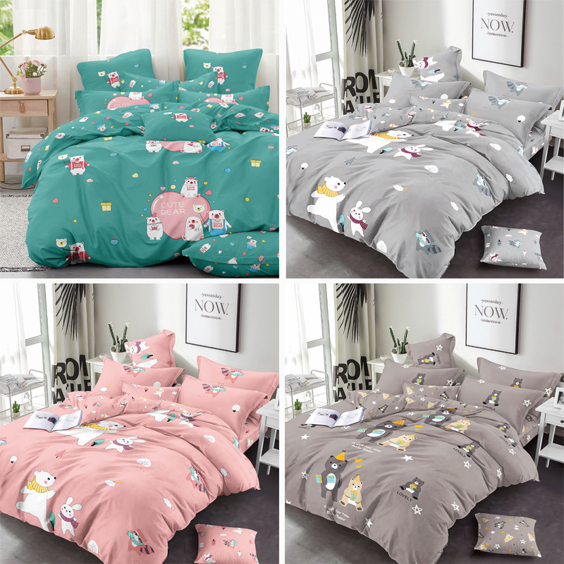 40支斜紋全棉卡通印花布料 純棉床上用品1.6米寬單人床被套面料