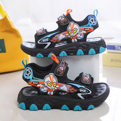 Factory direct supply of Ultraman Sandals for Boys 2023 Summer New Luminous Soft Sole Baby Sports Running Beach Shoes