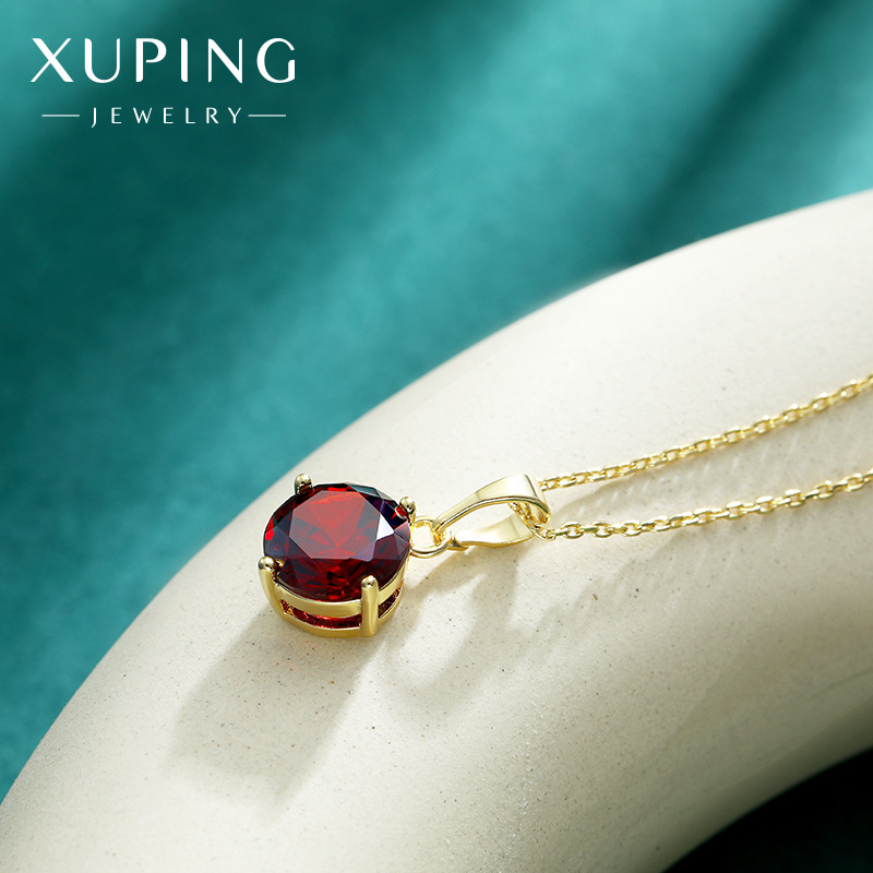 Joyería Xuping 14K collar de rubí de moda femenina minimalista personalidad cadena de clavícula fuente colgante