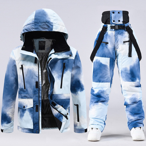 Skiwear set for men and women, windproof and waterproof, warm, couple's jacket and pants, supports distribution and dropshipping.