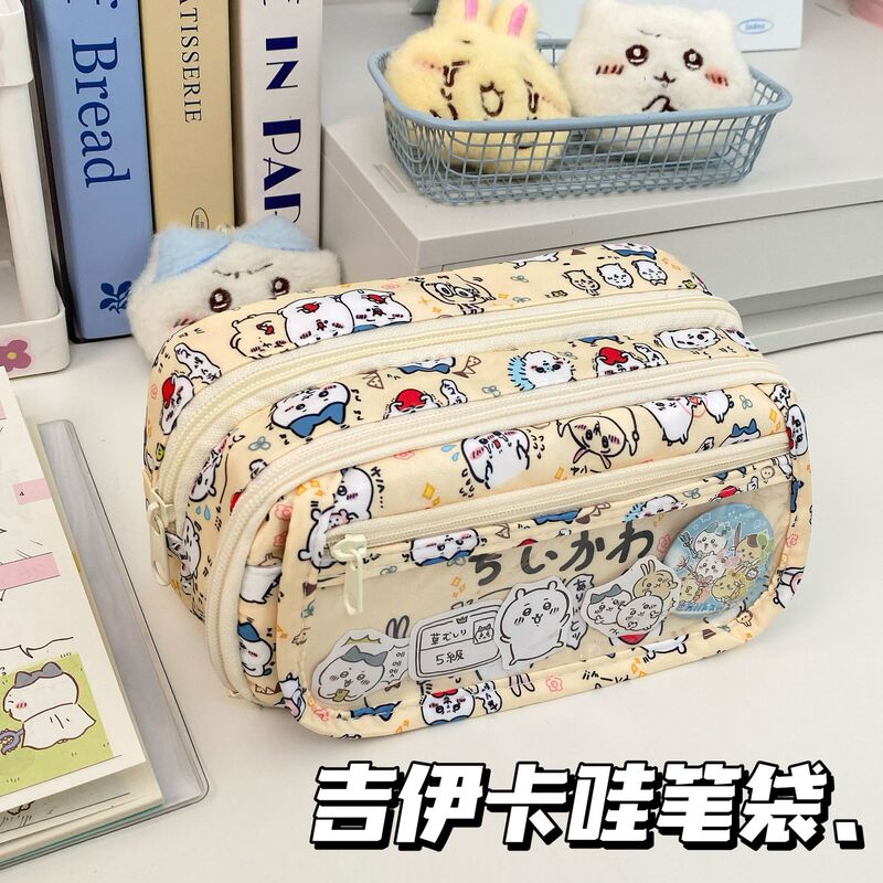 Jiyikawa ペンシルバッグ ins 高価値文具バッグ大容量学生筆箱多機能化粧品バッグ|undefined