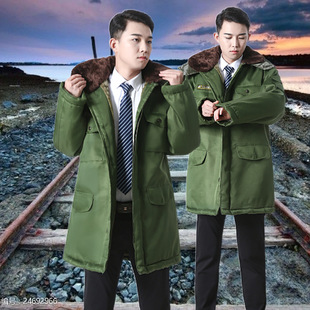 Outdoor Labor protection clothing men's mid-length cotton coat warm coat winter night patrol cotton 87 soldier military coat thickened