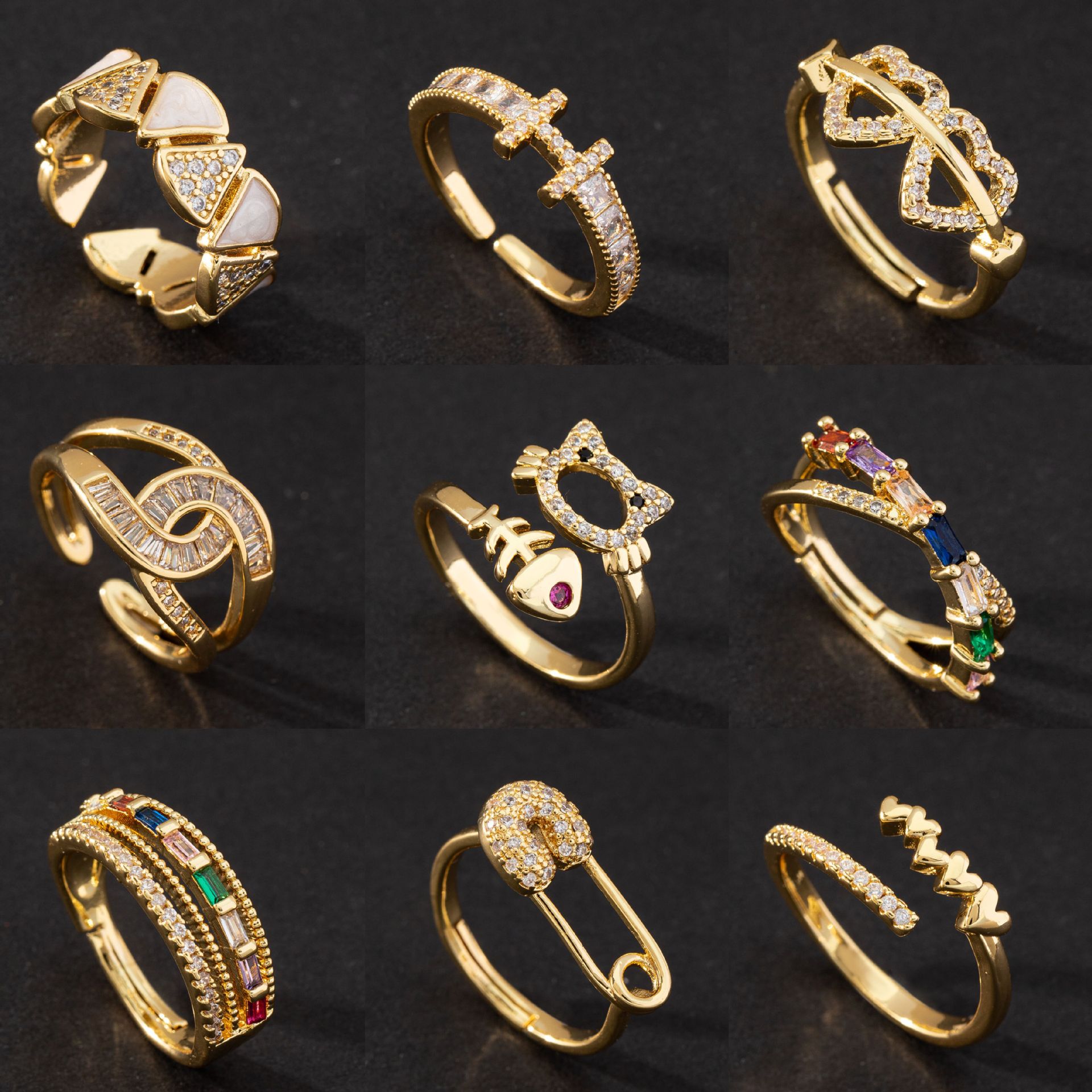 fashionable cute one size brand adjustable ring with stone with…