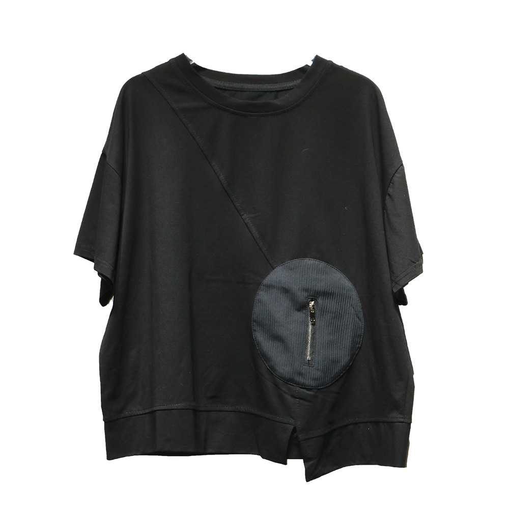 250373暗黑系山本风潮女装夏季新款不规则口袋拉链圆领短袖T恤潮 pic 17