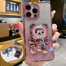 MotoG73手机壳闪粉珠子熊新款适用MotoE7Power软壳支架E32保护套