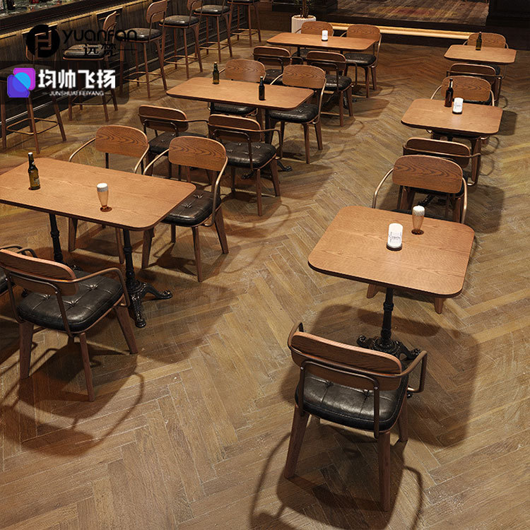 Retro bar de noche mesa y silla combinación de bar de hierro forjado comercial café restaurante sillón de hierro forjado de alta calidad