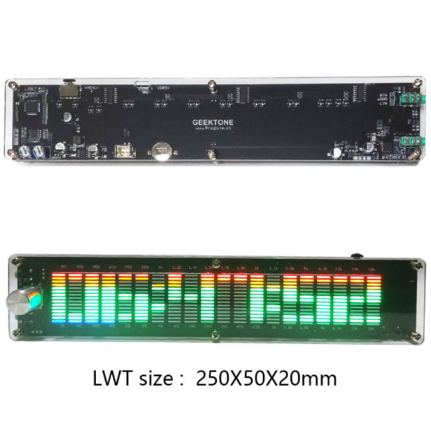 LED2015 espectro de música nivel de luz multi-modo DSP ecualizador EQ controlado por voz pickup color acrílico Shell