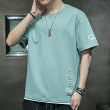 棉短袖T恤男士宽松纯棉上衣款夏季潮流潮牌半袖衣服男装一件代发