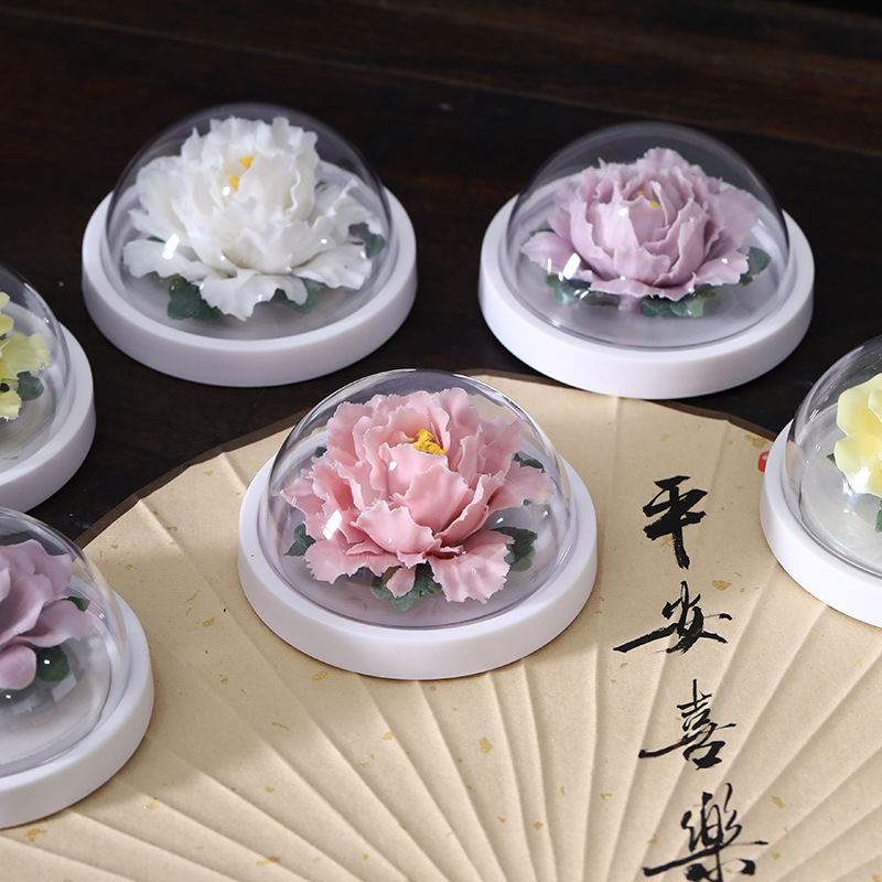 皓塵手作り磁器花香薫拡香器陶磁器手作りつまみ花牡丹花置物高級客先のお土産