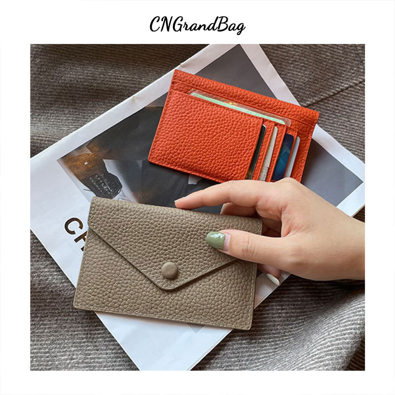 Japanese and Korean First-Layer Cowhide Mini Coin Purse for Men and Women with Multiple Card Slots, Thin Envelope Card Holder, Fashionable and Simple Id Bag