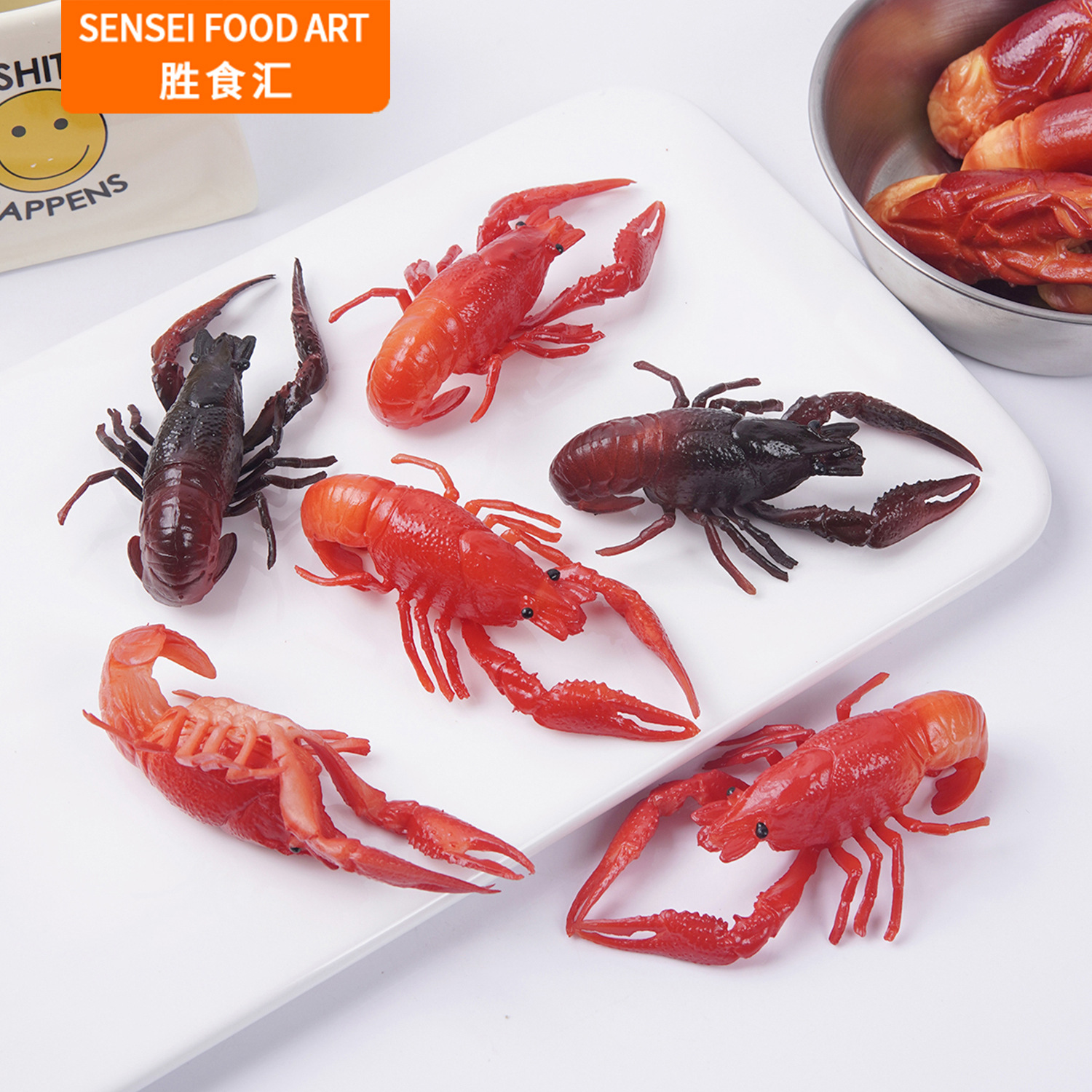 1:1 Artificial Crayfish Model Night Market Food Stall Plus Dish Display Props Spicy Crayfish Keychain Pendant