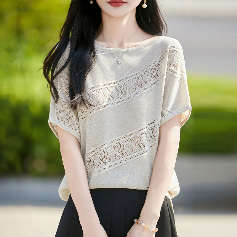 [Direct from Manufacturer] Summer Thin Lyocell Tencel Short Sleeve Round Neck Versatile Solid Color Women's T-Shirt Knitwear