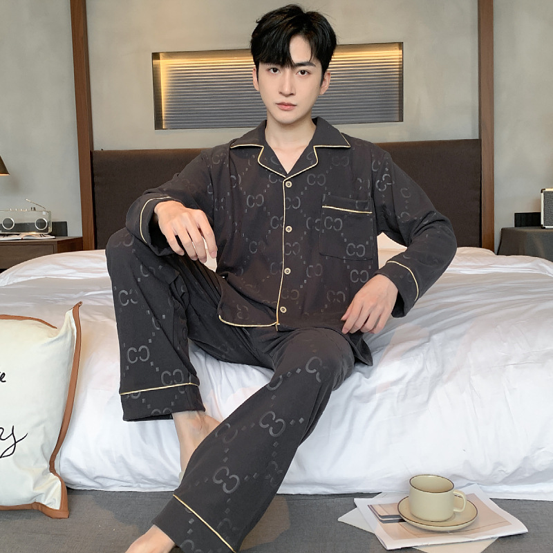 DERONG 남성 잠옷 가을, 겨울 단순 캐주얼 옷깃 가디건 남성 청소년 플러스 사이즈 따뜻한 가정 의류