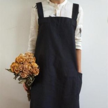 Correa cruzada larga de algodón y lino negro