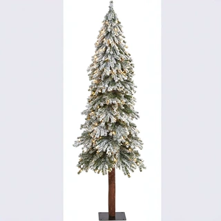 工厂定制1.5米绿色PVC绑LED暖白光灯落雪植绒仿真人造圣诞树