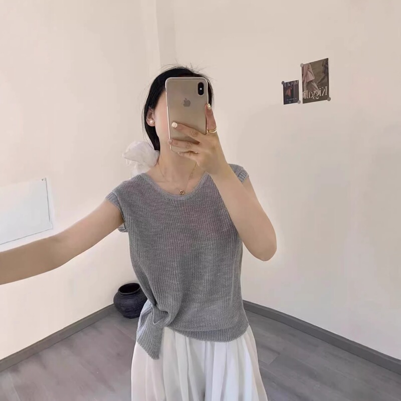 2026 New Korean Style Niche Vest Short-Sleeve T-Shirt Knitwear Summer New Fashion Versatile Stylish Top for Women