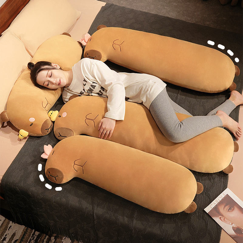 Capybara Long Pillow with Clip Legs for Sleeping Long Pillow Dormitory Cushion Bed Cushion