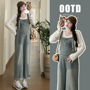 New Spring and Summer Maternity Dress Korean Style Casual Denim Strappers Cotton T Two-piece Set Pregnant Women's Suit