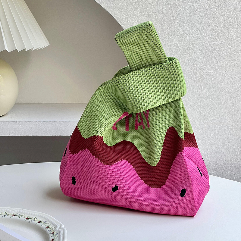 Ins nuevo bolso de mujer, bolso de punto de estilo de fruta, bolso de mano, bolso de hombro, bolso de cubo, bolso de regalo de mano