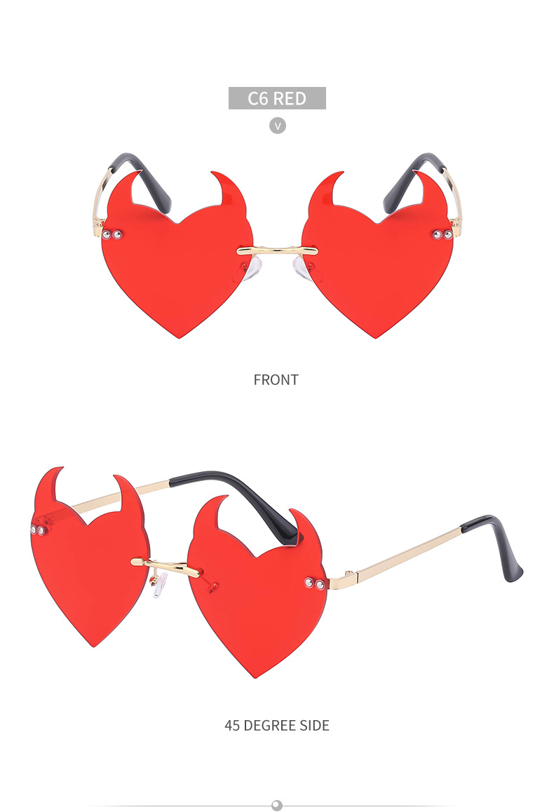 Women's Fashion Heart Shape Pc Special-shaped Mirror Metal Frameless Sunglasses display picture 15