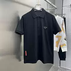 2023 Summer Classic Triangle Logo Polo Shirt Men's Casual Business Lapel T-Shirt Trendy Minimalist Breathable Short Sleeve