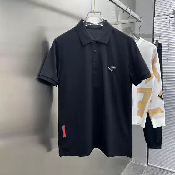 2023 Summer Classic Triangle Logo Polo Shirt Men's Casual Business Lapel T-Shirt Trendy Minimalist Breathable Short Sleeve