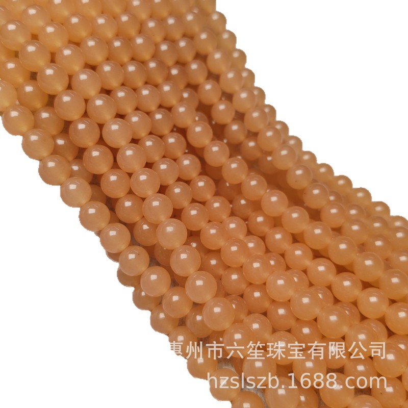 高仿晴水和田玉玉髓散珠批发 手工diy饰品配件东陵圆珠藕粉色串珠|undefined