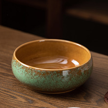 大号铜钱花盆碗莲水培植物无孔简约陶瓷中式茶洗建水笔洗水盂家用