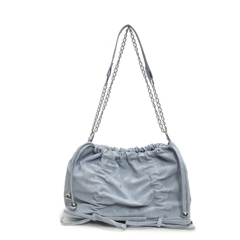 2024 nuevo estilo bowknot con cordón plisado bolso de hombro señoras diseño de nicho diseño de cadena sentido bolso Tote