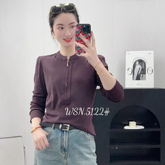 2025春の新型韓国版半ファスナー長袖カバーの婦人服の底のシャツの上着5122