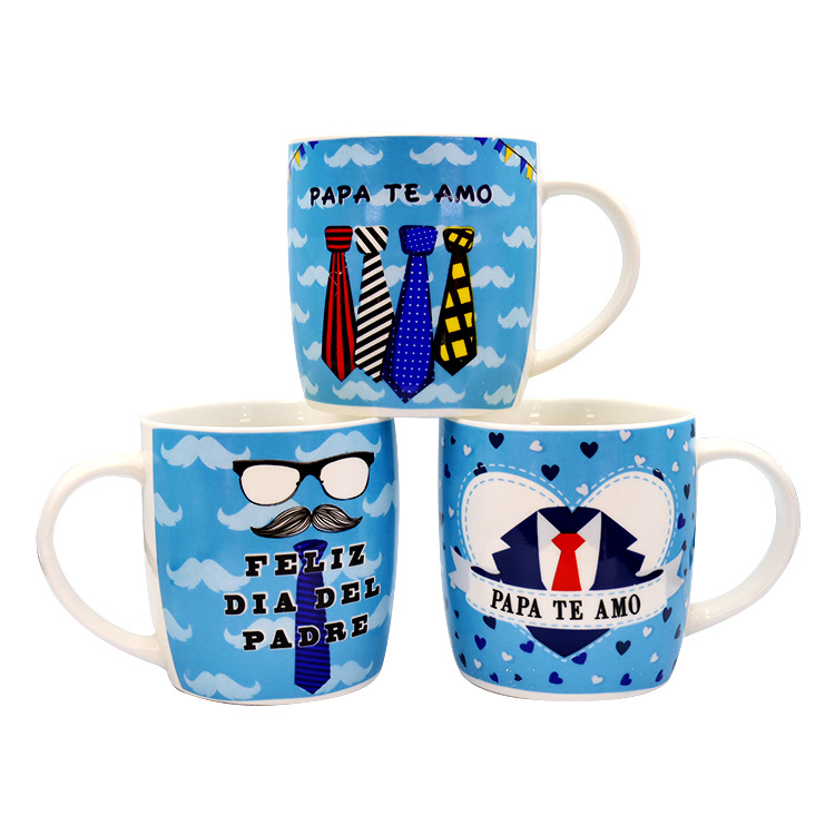 西语父亲节硅胶盖陶瓷杯套装