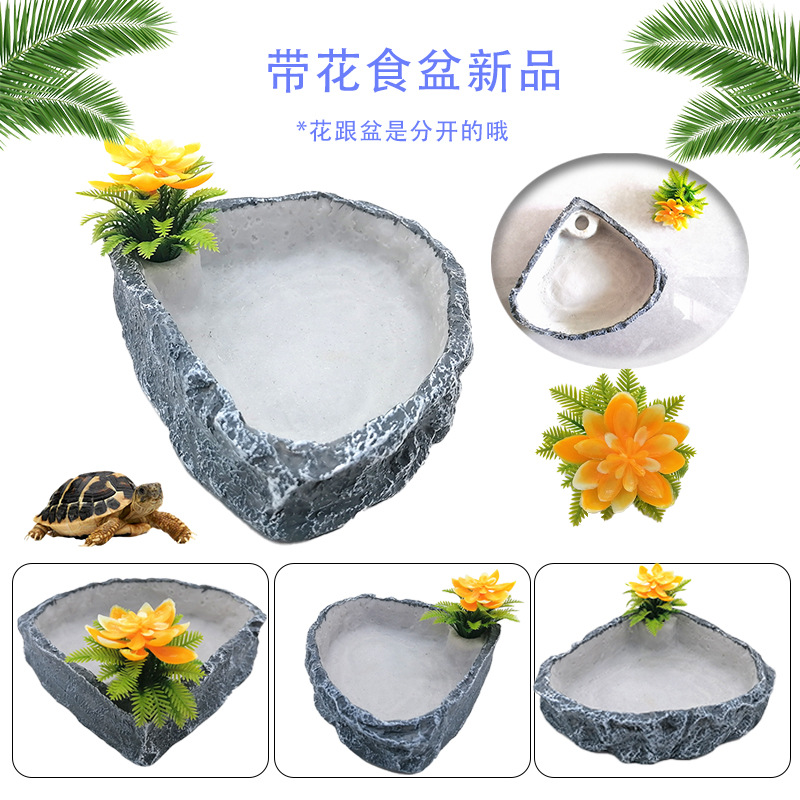 Suministros para reptiles, olla de alimentación para tortugas pequeñas, olla de agua pastoral de resina, serpiente araña, lagarto, tortuga, olla de alimentación para peces