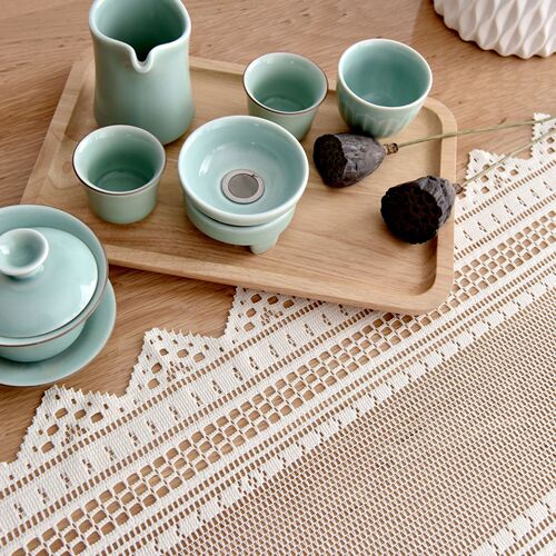 Retro Pastoral Crochet Hollow Table Cloth Shoe Cabinet Lace Embroidered Tassel Table Flag Manufacturer Wholesale