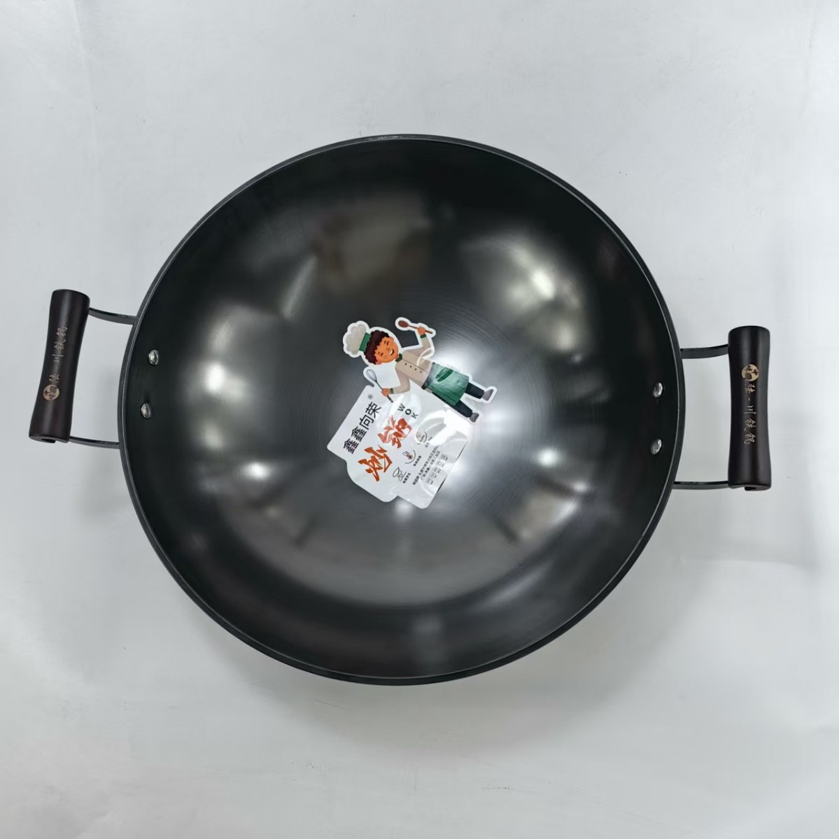 Lu Chuan Old Iron Pot Round Bottom Double-Ear Cooking Pot Household Wok Concave Induction Cooker Available Uncoated Non-Stick Special Price