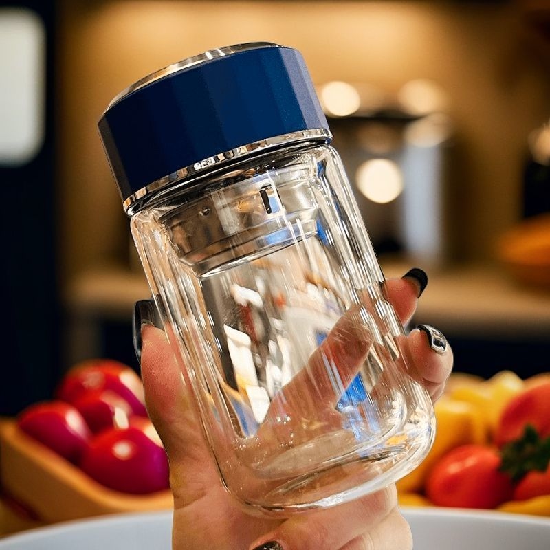 2025 tazas de agua nuevas damas de alto valor de separación de tazas de té tazas de doble vidrio portátiles tazas de té compactas