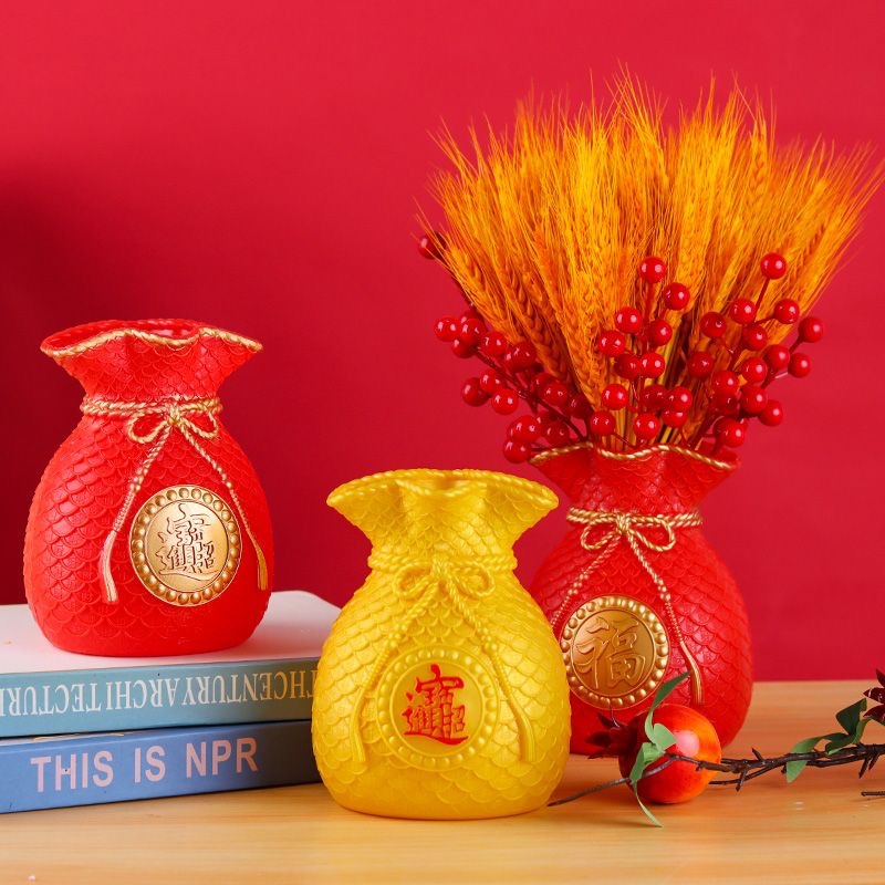 Botón de flores de nuevo año, cebada, fruta roja, flor de plástico, sala de estar, armario de vinos, puerta de entrada, decoración del hogar, decoración del tesoro