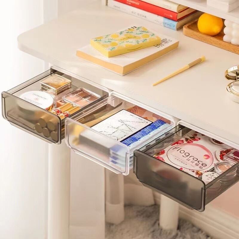 Under-Desk Drawer-Type Storage Box Office Desktop Organization Desk Bottom Stationery Invisible Punch-Free Storage Rack