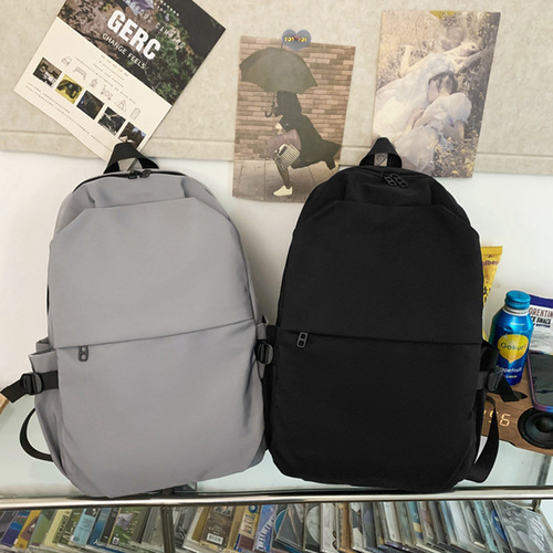 Fashionable Double Shoulder Bag for Men, Workwear Functional Travel Laptop Backpack, Solid Color Streetwear Trendy Brand, Simple University Student School Bag