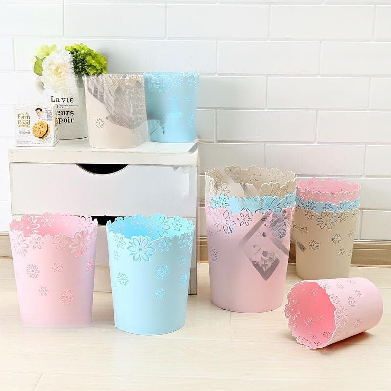 Round Paper Basket for Home Use, Plastic Bin Without Lid, Suitable for Kitchen, Bathroom, and Toilet, Available in Large, Medium, and Small Sizes